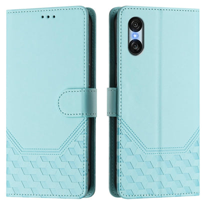 For Sony Xperia 10 VI 2024 Honeycomb Embossing RFID Leather Phone Case(Mint Green) - Sony Cases by buy2fix | Online Shopping UK | buy2fix