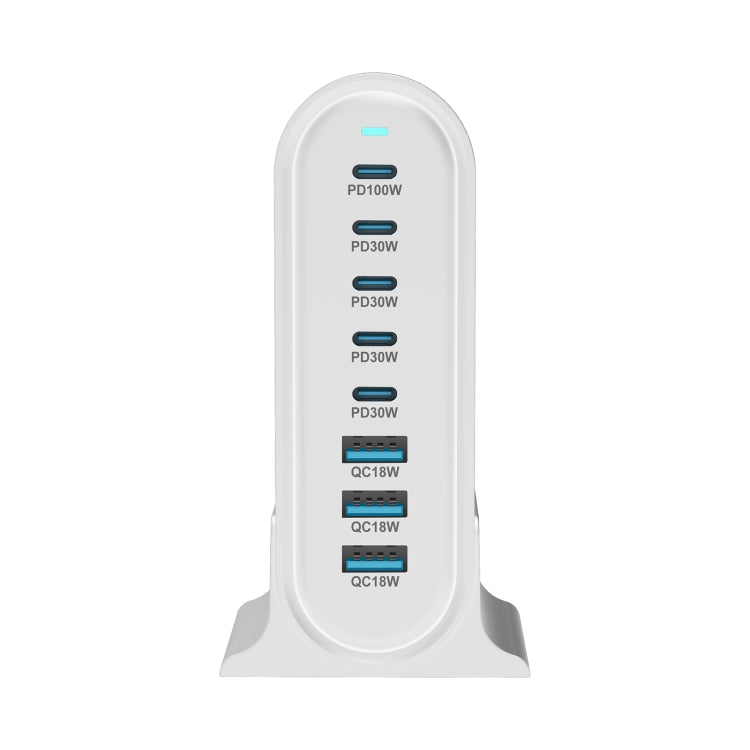 YMX-968 268W 5Type-C, 3USB 8-Ports Desktop Fast Charger, Plug Type:AU Plug(White) - Multifunction Charger by buy2fix | Online Shopping UK | buy2fix