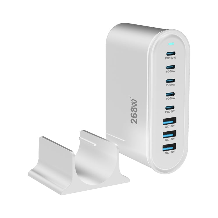 YMX-968 268W 5Type-C, 3USB 8-Ports Desktop Fast Charger, Plug Type:AU Plug(White) - Multifunction Charger by buy2fix | Online Shopping UK | buy2fix