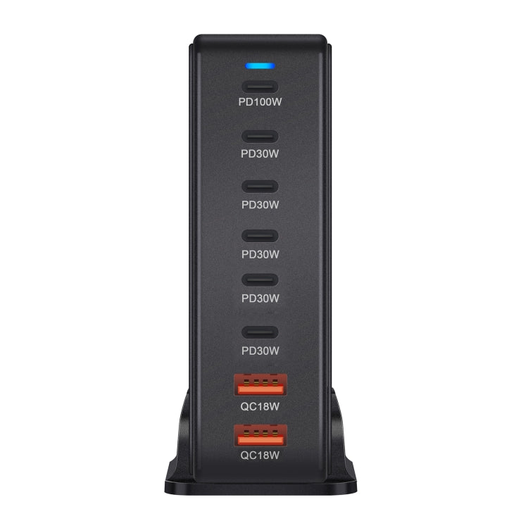 YMX-986 286W 6Type-C, 3USB 8-Ports Desktop Fast Charger, Plug Type:AU Plug(Black) - Multifunction Charger by buy2fix | Online Shopping UK | buy2fix