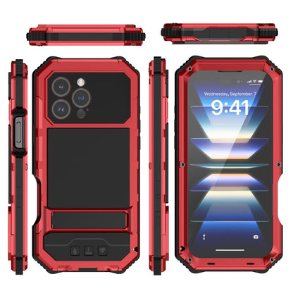 For iPhone 16 Pro Max R-JUST Life Waterproof Dustproof Shockproof Holder Phone Case(Red) - iPhone 16 Pro Max Cases by R-JUST | Online Shopping UK | buy2fix