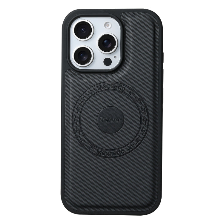 For iPhone 16 Pro Max Denior Carbon Fiber Texture Leather MagSafe Phone Case(Black) - iPhone 16 Pro Max Cases by Denior | Online Shopping UK | buy2fix