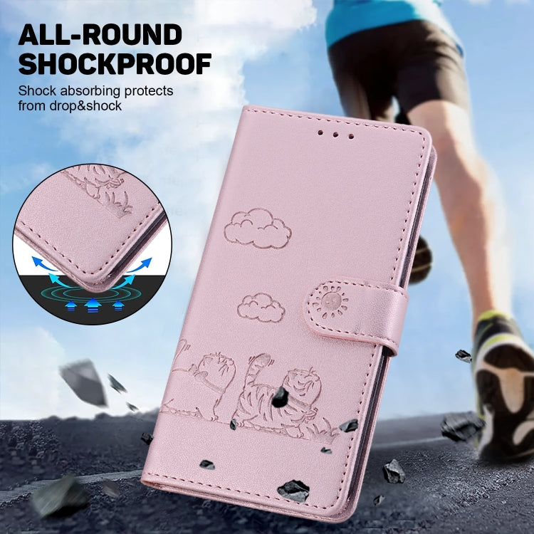 For iPhone SE 2024 Cute Cats RFID Leather Phone Case(Rose Gold) - More iPhone Cases by buy2fix | Online Shopping UK | buy2fix