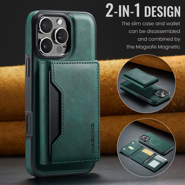 For iPhone 16 Pro Max DG.MING MAGKING-K2 Series MagSafe RFID Card Bag Detachable Phone Case(Green) - iPhone 16 Pro Max Cases by DG.MING | Online Shopping UK | buy2fix