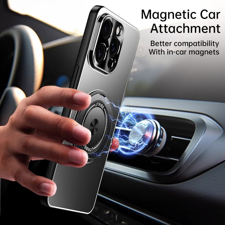 For iPhone 16 Plus Rotating Holder Frosted Metal Phone Case(Blue) - iPhone 16 Plus Cases by buy2fix | Online Shopping UK | buy2fix