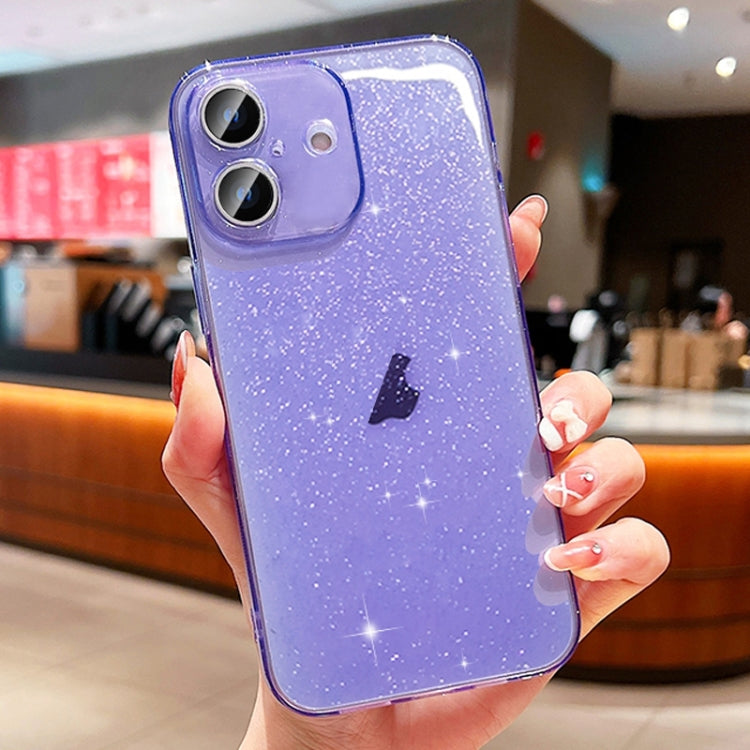 For iPhone 16 Plus Glitter Powder TPU Phone Case(Transparent Purple) - iPhone 16 Plus Cases by buy2fix | Online Shopping UK | buy2fix