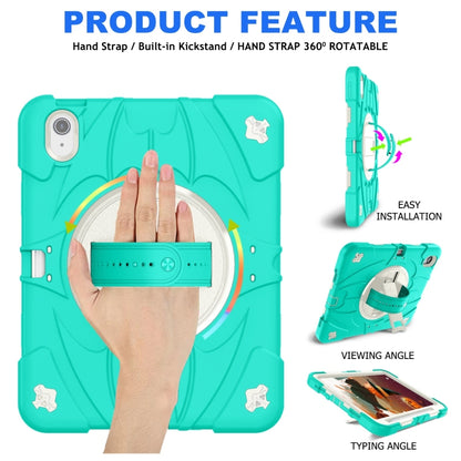 For iPad 10th Gen 10.9 2022 Bat Hand Grip Turntable Stand Tablet Case(Mint Green White) - iPad 10th Gen 10.9 Cases by buy2fix | Online Shopping UK | buy2fix