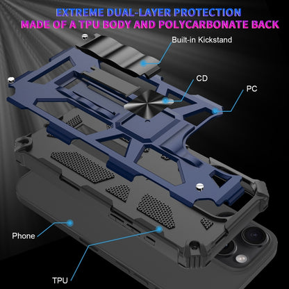 For iPhone 16 Pro Max Armor Shockproof TPU Hybrid PC Magnetic Phone Case with Holder(Blue) - iPhone 16 Pro Max Cases by buy2fix | Online Shopping UK | buy2fix