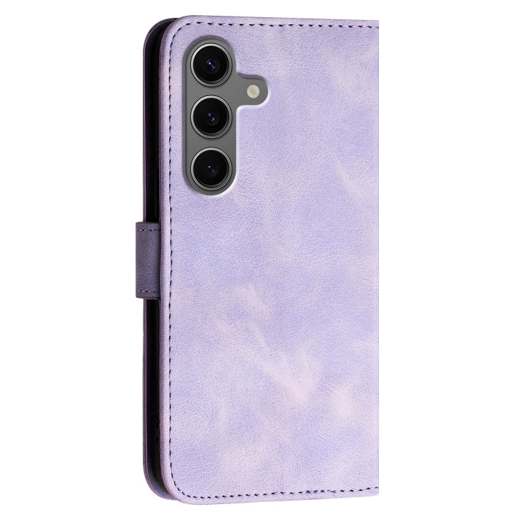 For Samsung Galaxy S25+ 5G YX0080 Grid Butterfly Embossed Pattern Flip Leather Phone Case with Lanyard(Light Purple) - Galaxy S25+ 5G Cases by buy2fix | Online Shopping UK | buy2fix