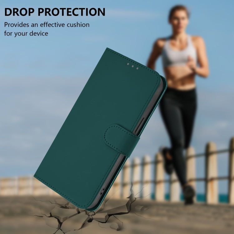 For iPhone 16 Pro Skin Feel Solid Color Leather Phone Case with Lanyard(Dark Green) - iPhone 16 Pro Cases by buy2fix | Online Shopping UK | buy2fix