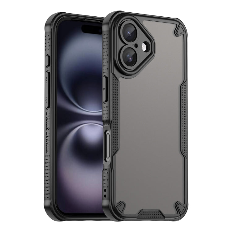 For iPhone 16 Plus Armor Glaze PC Hybrid TPU Phone Case(Black) - iPhone 16 Plus Cases by buy2fix | Online Shopping UK | buy2fix