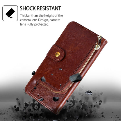 For iPhone 16 Pro Max Zipper Bag Leather Phone Case(Brown) - iPhone 16 Pro Max Cases by buy2fix | Online Shopping UK | buy2fix