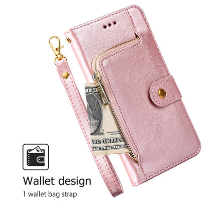 For iPhone 16 Pro Max Zipper Bag Leather Phone Case(Rose Gold) - iPhone 16 Pro Max Cases by buy2fix | Online Shopping UK | buy2fix