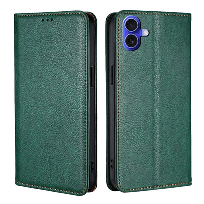 For iPhone 16 Gloss Oil Solid Color Magnetic Leather Phone Case(Green) - iPhone 16 Cases by buy2fix | Online Shopping UK | buy2fix