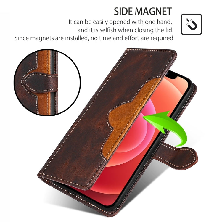 For iPhone 16 Plus Skin Feel Magnetic Buckle Leather Phone Case(Brown) - iPhone 16 Plus Cases by buy2fix | Online Shopping UK | buy2fix