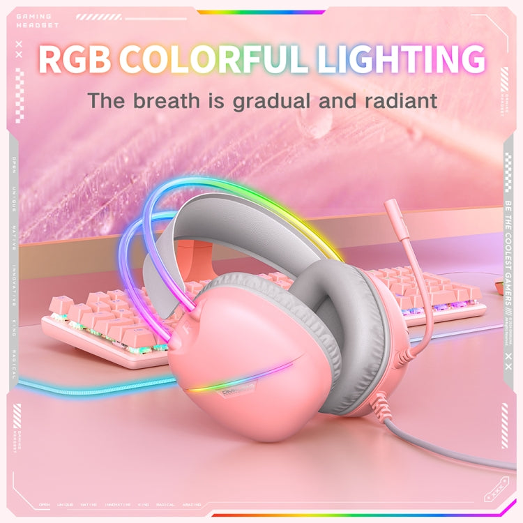 ONIKUMA X33 Head-mounted RGB Light E-Sports Gaming Headset, Cable Length: 2m(Pink) - Multimedia Headset by ONIKUMA | Online Shopping UK | buy2fix