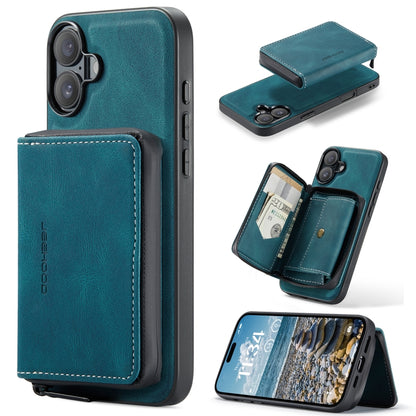 For iPhone 16 JEEHOOD J02 Magnetic Zipper Horizontal Flip Leather Phone Case(Blue) - iPhone 16 Cases by JEEHOOD | Online Shopping UK | buy2fix