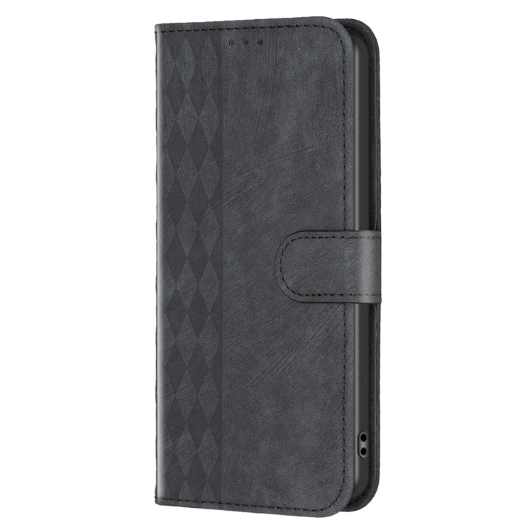 For Samsung Galaxy S25+ 5G Plaid Embossed Leather Phone Case(Black) - Galaxy S25+ 5G Cases by buy2fix | Online Shopping UK | buy2fix