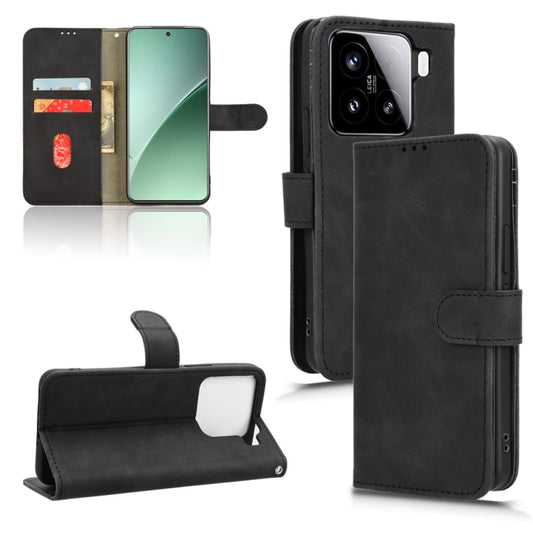 For Xiaomi 15 Pro Skin Feel Magnetic Flip Leather Phone Case(Black) - Xiaomi Cases by buy2fix | Online Shopping UK | buy2fix