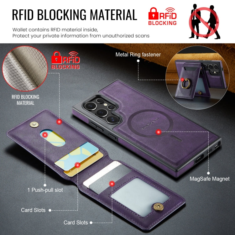 For Samsung Galaxy S24 Ultra 5G DG.MING K1 MagSafe Detachable Wallet RFID Back Cover Phone Case(Purple) - Galaxy S24 Ultra 5G Cases by DG.MING | Online Shopping UK | buy2fix