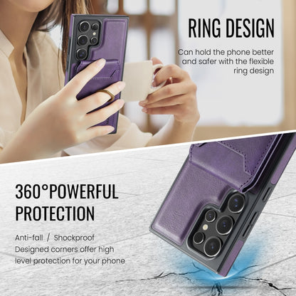 For Samsung Galaxy S24 Ultra 5G DG.MING K1 MagSafe Detachable Wallet RFID Back Cover Phone Case(Purple) - Galaxy S24 Ultra 5G Cases by DG.MING | Online Shopping UK | buy2fix