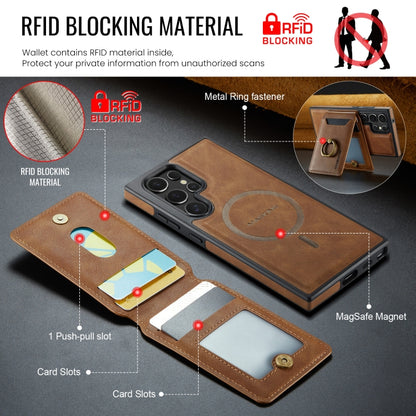 For Samsung Galaxy S23 Ultra 5G DG.MING K1 MagSafe Detachable Wallet RFID Back Cover Phone Case(Brown) - Galaxy S23 Ultra 5G Cases by DG.MING | Online Shopping UK | buy2fix