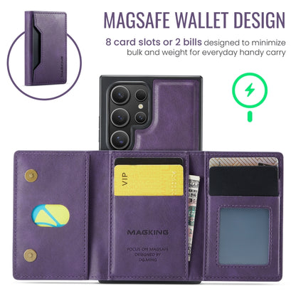 For Samsung Galaxy S24 Ultra 5G DG.MING MAGKING-K2 Series MagSafe RFID Card Bag Detachable Phone Case(Purple) - Galaxy S24 Ultra 5G Cases by DG.MING | Online Shopping UK | buy2fix