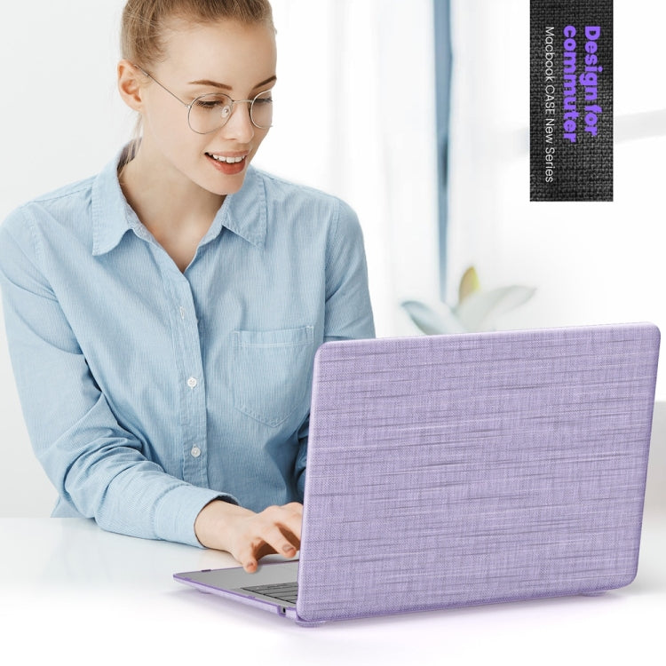 For MacBook Air 13.3 inch A2337 Fabric Magnetic Holder Laptop Protective Case(Purple) - MacBook Air Cases by buy2fix | Online Shopping UK | buy2fix