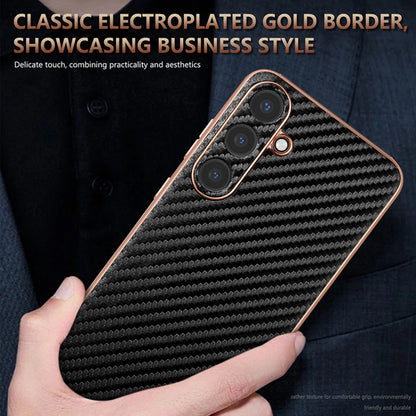 For Samsung Galaxy S25 5G AZNS Electroplated Edge Carbon Fiber Texture Phone Case(Brown) - Galaxy S25 5G Cases by AZNS | Online Shopping UK | buy2fix