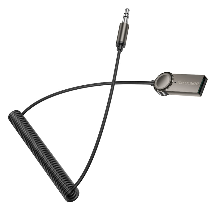 Borofone BC56 Peaceful Car AUX Spring Cable Bluetooth Audio Receiver(Tarnish) - Bluetooth Adapters by Borofone | Online Shopping UK | buy2fix