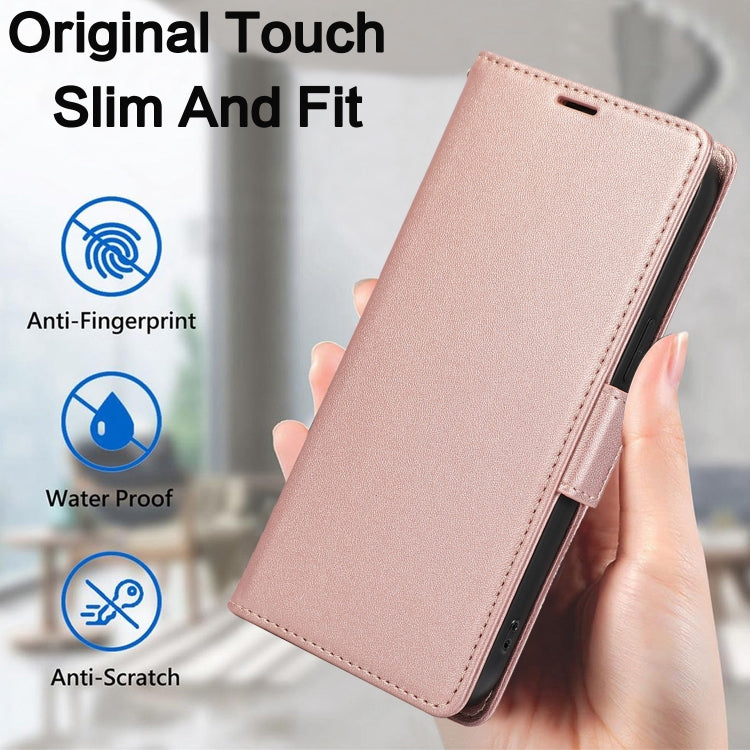 For Samsung Galaxy S25 Ultra 5G Side Buckle RFID Anti-theft Leather Phone Case(Rose Gold) - Galaxy S25 Ultra 5G Cases by buy2fix | Online Shopping UK | buy2fix