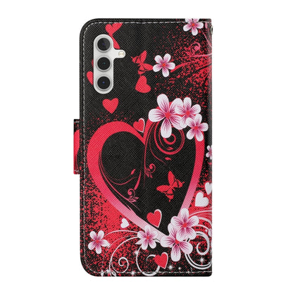 For Samsung Galaxy S25+ 5G Colored Drawing Pattern Leather Phone Case(Red Heart) - Galaxy S25+ 5G Cases by buy2fix | Online Shopping UK | buy2fix