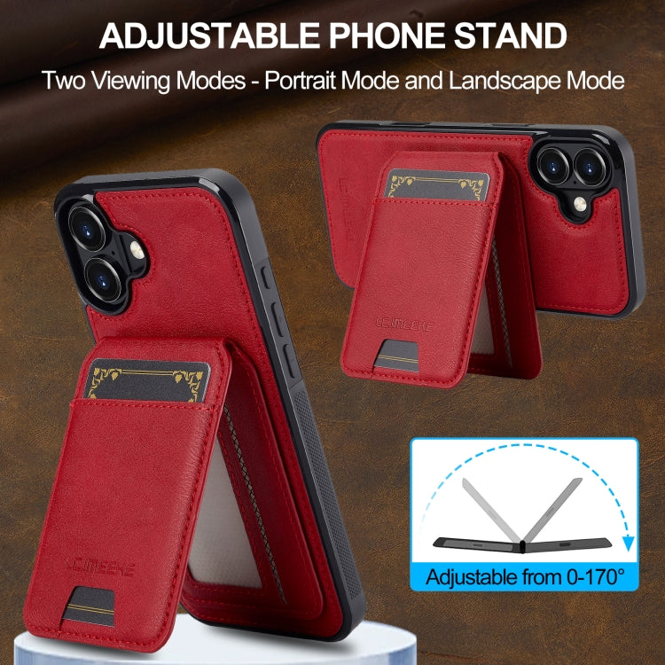 For iPhone 16 Plus LC.IMEEKE L3 Series Detachable RFID Card Bag Magsafe Phone Case(Red) - iPhone 16 Plus Cases by LC.IMEEKE | Online Shopping UK | buy2fix