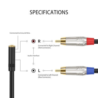 3.5mm 1/8 TRS Stereo Female to Dual RCA Male Y-type Audio Cable, Length:50cm - Microphone Audio Cable & Connector by buy2fix | Online Shopping UK | buy2fix