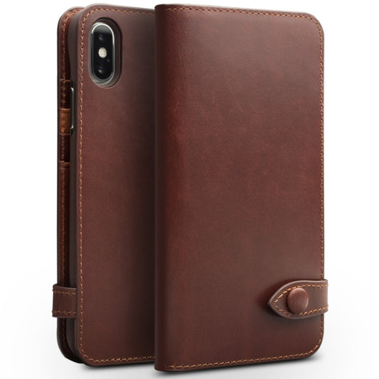 For iPhone X / XS QIALINO Crazy Horse Business Horizontal Flip Leather Case with Holder & Card Slots, Style:With Buckle(Brown) - More iPhone Cases by QIALINO | Online Shopping UK | buy2fix