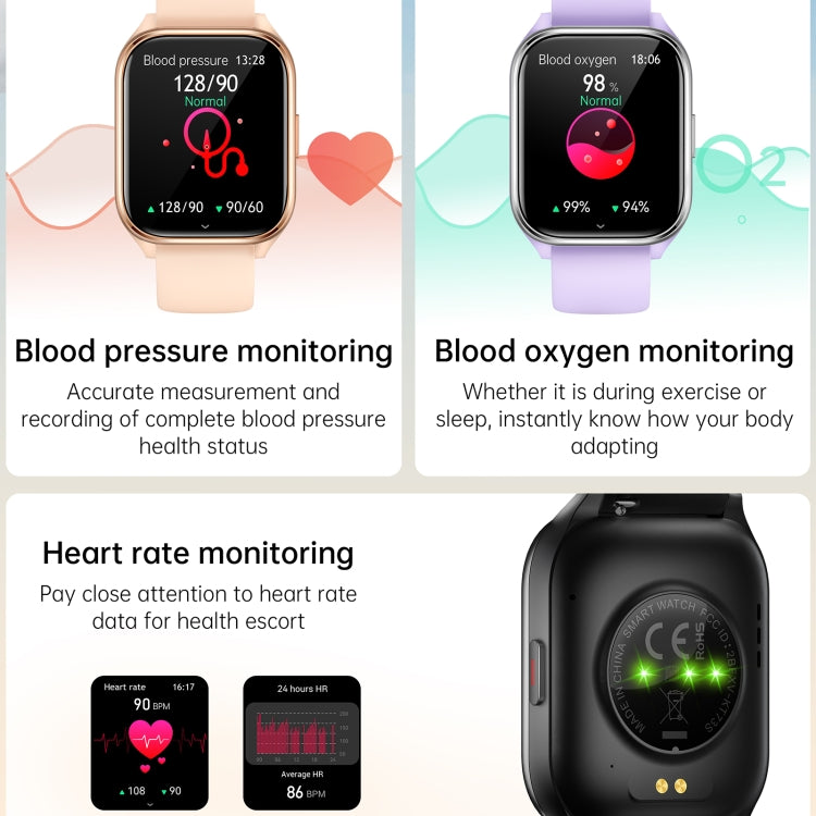 KT73S 1.85 inch Square Screen BT Call Smart Watch, Heart Rate / Blood Pressure / Blood Oxygen / Female Health / Sleep Monitoring(Purple) - Smart Wristbands by buy2fix | Online Shopping UK | buy2fix