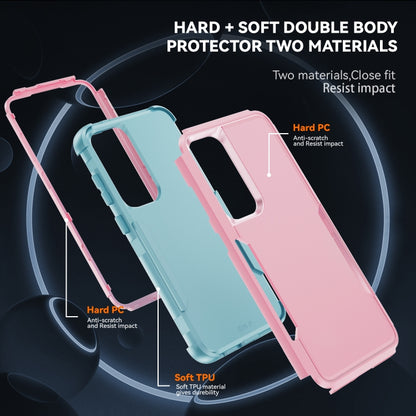 For Samsung Galaxy S25+ 5G TPU + PC Shockproof Protective Phone Case(Pink + Grey Green) - Galaxy S25+ 5G Cases by buy2fix | Online Shopping UK | buy2fix