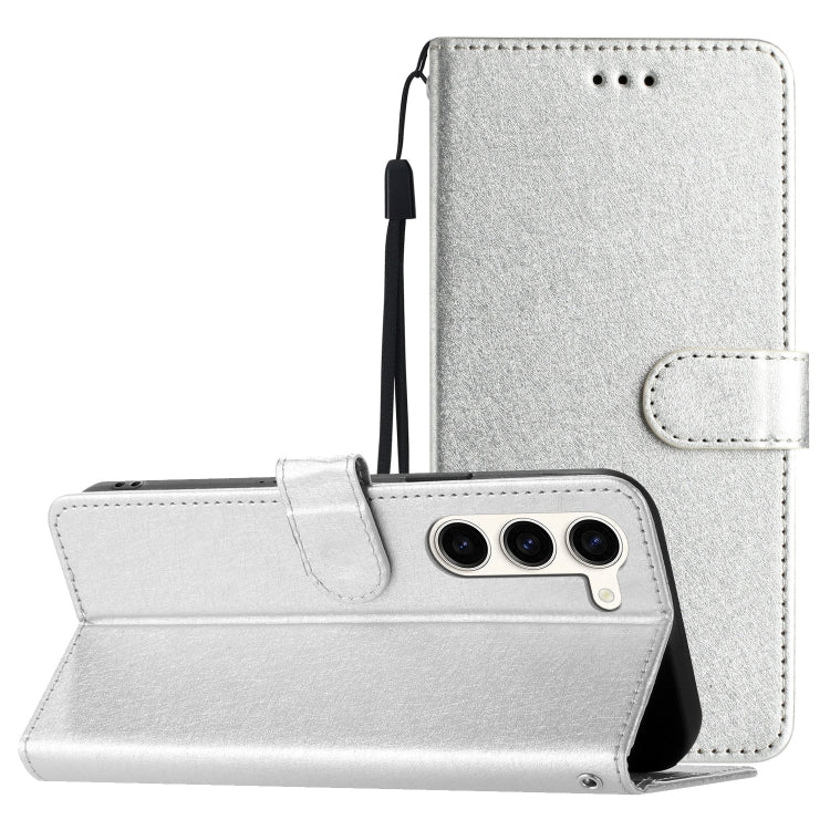 For Samsung Galaxy S25+ 5G Silk Texture Horizontal Flip Leather Phone Case(Silver) - Galaxy S25+ 5G Cases by buy2fix | Online Shopping UK | buy2fix