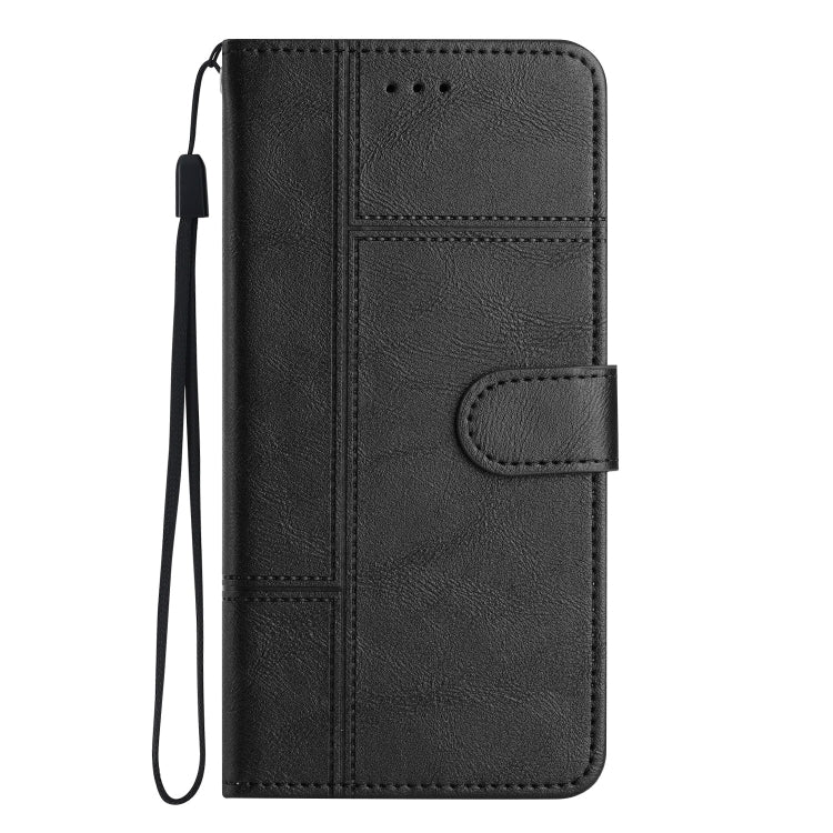 For Samsung Galaxy S25+ 5G Cowhide Texture Stitching Leather Phone Case(Black) - Galaxy S25+ 5G Cases by buy2fix | Online Shopping UK | buy2fix