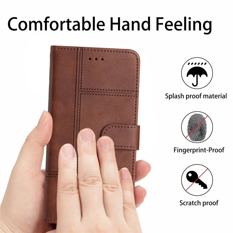 For Samsung Galaxy S25+ 5G Cowhide Texture Stitching Leather Phone Case(Coffee) - Galaxy S25+ 5G Cases by buy2fix | Online Shopping UK | buy2fix