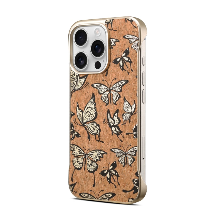 For iPhone 16 Denior A18 WoodenPaint MagSafe Phone Case(Butterflies) - iPhone 16 Cases by Denior | Online Shopping UK | buy2fix