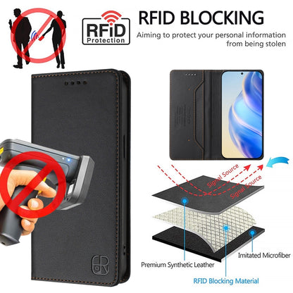 For Samsung Galaxy S24+ / S25+ 5G RC01 Dual-Folded Magnetic Suction RFID Leather Phone Case(Black) - Galaxy S25+ 5G Cases by buy2fix | Online Shopping UK | buy2fix