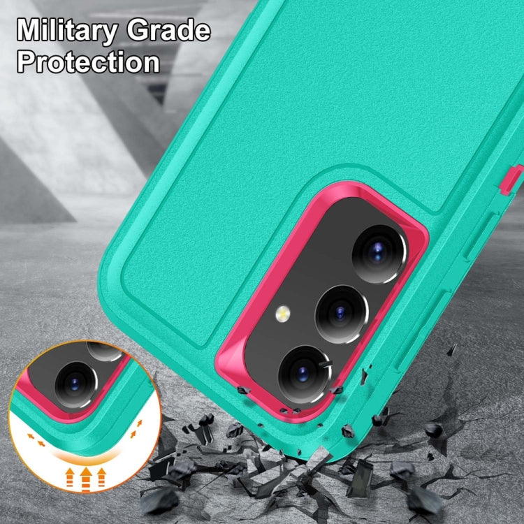 For Samsung Galaxy S24 / S25 5G Rugged PC Hybrid Silicone Phone Case with Holder(Light Green+Rose Red) - Galaxy S25 5G Cases by buy2fix | Online Shopping UK | buy2fix