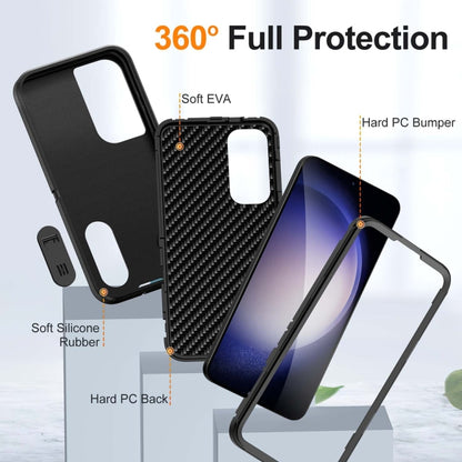 For Samsung Galaxy S24+ / S25+ 5G Rugged PC Hybrid Silicone Phone Case with Holder(Black) - Galaxy S25+ 5G Cases by buy2fix | Online Shopping UK | buy2fix