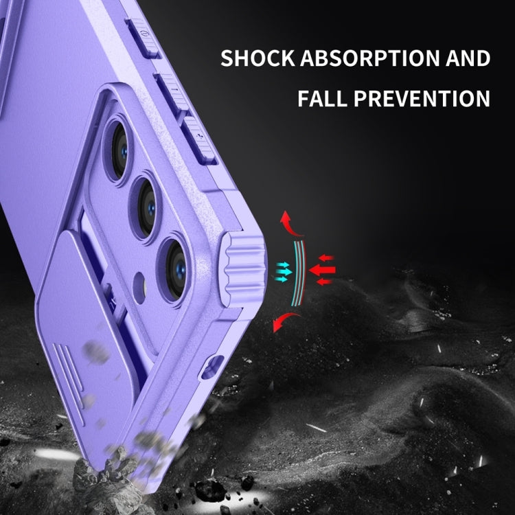 For Samsung Galaxy S25+ 5G Stereoscopic Holder Sliding Camshield Phone Case(Purple) - Galaxy S25+ 5G Cases by buy2fix | Online Shopping UK | buy2fix