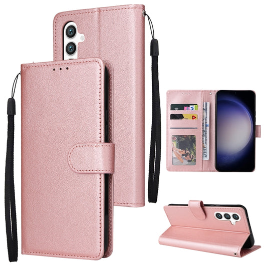 For Samsung Galaxy S25 5G 3-Card Slots Multifunctional Leather Phone Case(Rose Gold) - Galaxy S25 5G Cases by buy2fix | Online Shopping UK | buy2fix