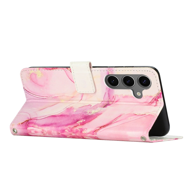 For Samsung Galaxy S25+ 5G Painted Marble Pattern Leather Phone Case(Rose Gold) - Galaxy S25+ 5G Cases by buy2fix | Online Shopping UK | buy2fix