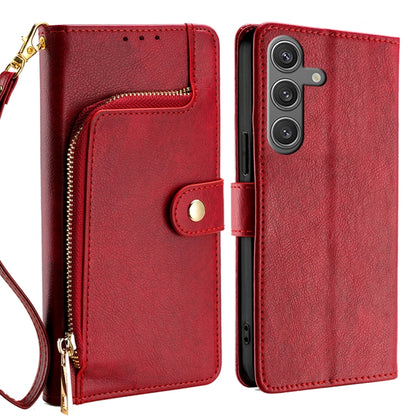 For Samsung Galaxy S25 5G Zipper Bag Leather Phone Case(Red) - Galaxy S25 5G Cases by buy2fix | Online Shopping UK | buy2fix