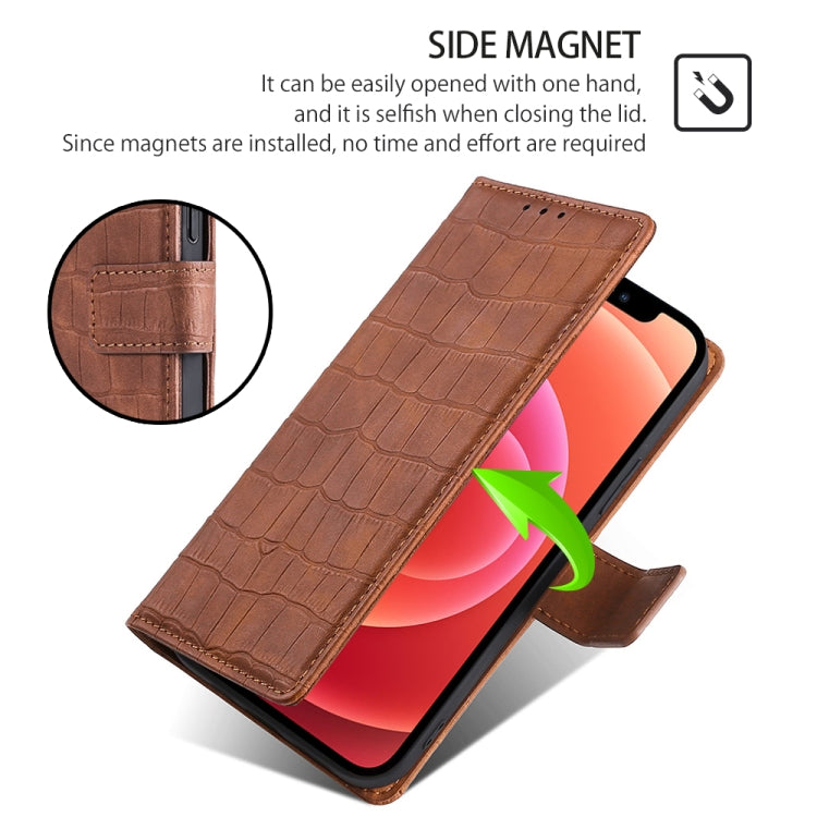 For Samsung Galaxy S25 5G Skin Feel Crocodile Magnetic Clasp Leather Phone Case(Brown) - Galaxy S25 5G Cases by buy2fix | Online Shopping UK | buy2fix