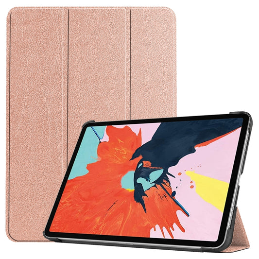 For iPad Air 11 2024 / 2022 / 2020 10.9 Custer Texture Horizontal Flip Leather Case with Three-folding Holder & Sleep / Wake-up Function(Rose Gold) - iPad Air (2022) / (2020) 10.9 Cases by buy2fix | Online Shopping UK | buy2fix